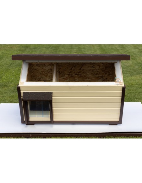 Acoperis rabatat cușcă câine, izolată termic, 2 incăperi, pereți 8 cm, Premium Plus Large